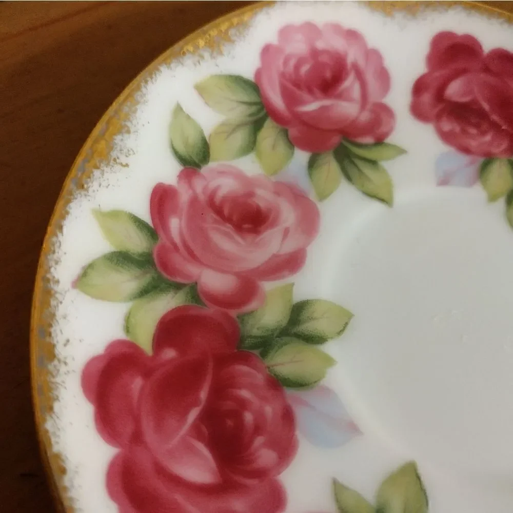 Lot of 2 Vintage Saucers with Gold Trim